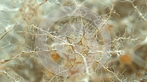 A microscopic image of fungal hyphae spreading outwards from a central point representing the farreaching and subtle but