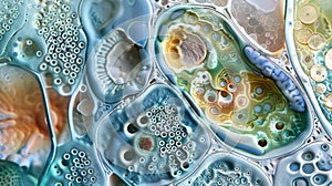 A microscopic image revealing the intricate structures of a plant cell including the Golgi apparatus endoplasmic and photo
