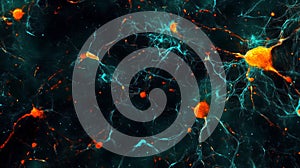 Microscopic Image Showing Neuron Network And Cells