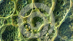 A microscopic image of a stomata accompanied by surrounding epidermal cells showcasing the coordination and photo