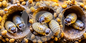 A Microscopic Marvel CloseUp View of Mason Bee Larvae Developing in PollenRich Nest Cells Exposing the Wonders of