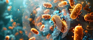 Microscopic Marvel: Pathogen Close-Up. Concept Medical Illustration, Scientific Research,