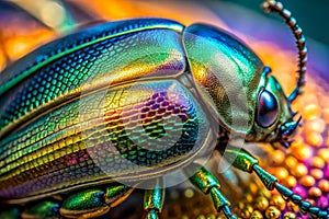A Microscopic Marvel Unveiling the Intricate Beauty of a Beetles Iridescent Elytra photo