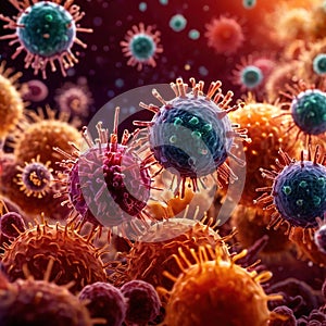 Microscopic medical scientific illustration of bacteria virus and other germ microorganisms