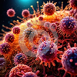 Microscopic medical scientific illustration of bacteria virus and other germ microorganisms