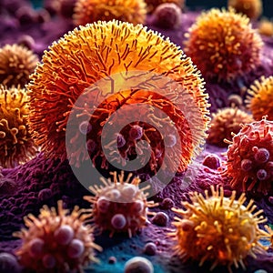 Microscopic medical scientific illustration of bacteria virus and other germ microorganisms