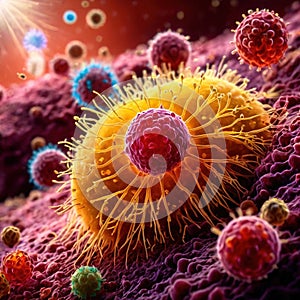 Microscopic medical scientific illustration of bacteria virus and other germ microorganisms