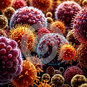 Microscopic medical scientific illustration of bacteria virus and other germ microorganisms