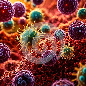 Microscopic medical scientific illustration of bacteria virus and other germ microorganisms