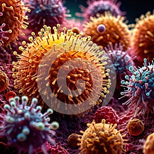 Microscopic medical scientific illustration of bacteria virus and other germ microorganisms