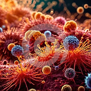 Microscopic medical scientific illustration of bacteria virus and other germ microorganisms