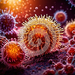 Microscopic medical scientific illustration of bacteria virus and other germ microorganisms