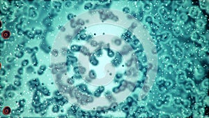 Microscopic plate of bacteria multiplying themselves