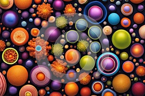 Microscopic Pollen Grains Pattern in Vivid Colors