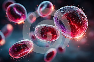 Microscopic view of bacteria multiplying and spreading infection, potentially causing disease