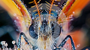 A microscopic view of a butterflys antennae revealing the tiny hairlike projections that serve as sensory receptors for