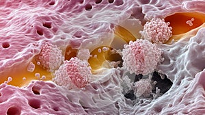 Microscopic View Of Cells Clusters In Tissue