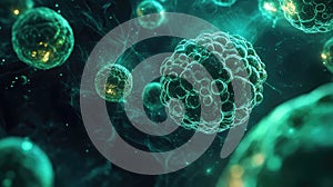 Microscopic view of cells dividing and multiplying