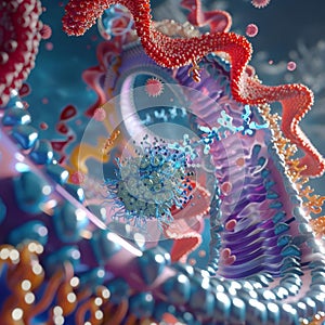 63 Microscopic view of cellular nanomachine engineering 3D illustration photo