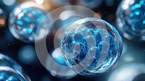 Microscopic view of cellular structures blue hues