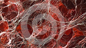 A microscopic view of a clot revealing the intricate meshwork of fibrin fibers and platelets that form to stop ing. This