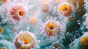 Microscopic View of Coral-Like Structures Generative AI photo