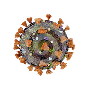 Microscopic View of Coronavirus COVID-19 Cell.