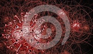 Microscopic view of Coronavirus, a pathogen that attacks the respiratory tract. Analysis and test, experimentation. Sars