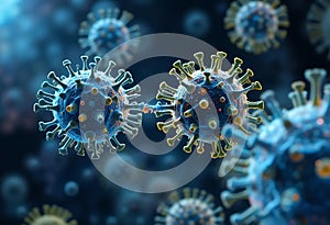 Microscopic View of Infectious Virus Cells Floating