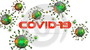 Microscopic view of a infectious virus. Contagion and propagation of a disease. Corona COVID-19. Sars. Flu. 3D Rendering