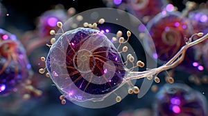 Microscopic view of a nerve cell, depicting a neuron with synapses