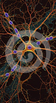 Microscopic View of a Neuron Network with Branching Structures