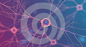 Microscopic View of Neuron Network in Pink and Blue