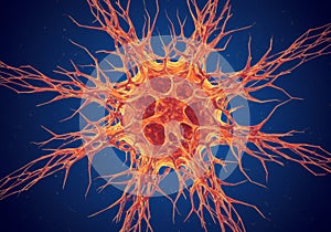 Microscopic View of an Orange and Red Cell Structure