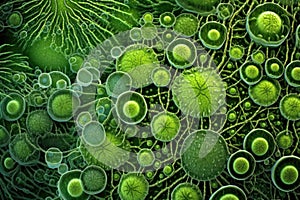 microscopic view of plant cells with chloroplasts photo