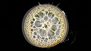 Microscopic View of Plant Root Cross Section with Cellular Structure