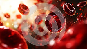 Microscopic View Of Red Blood Cells In Motion photo