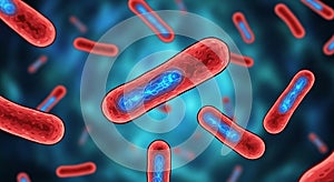 Microscopic view of rod shaped bacteria cells