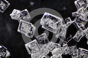 Microscopic view of sodium chloride crystals