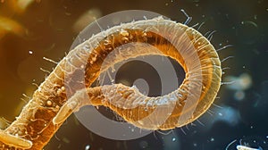 A microscopic view of a soil nematode shows its impressive ability to contort and twist its body allowing it to move