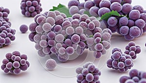Microscopic view of Staphylococcus aureus cluster, spherical cells in grape-like bunch on white photo