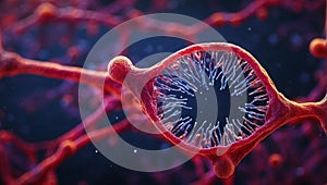 microscopic view of the structure of a bacterium, with an emphasis on its structure and flagella