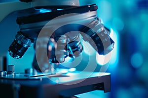 Microscopic view of a surgical procedure in a high-tech future