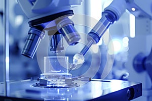Microscopic view of a surgical procedure in a hightech future photo