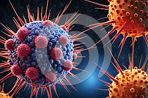 Microscopic View - T Cell Engaging Leukemia Cell with Chimeric Antigen Receptor (CAR) Therapy in Action