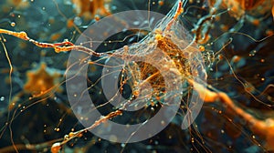 A microscopic view of a tangled network of marine bacteria breaking down organic matter and fueling the marine food web