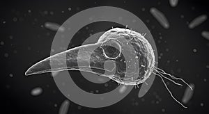 Microscopic View of Trypanosome Parasite Detailed 3d Render photo