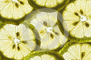 Microscopic view of wild lemon pieces forming a beautiful texture pattern background