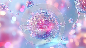 Microscopic virus or bacteria cell structure dividing