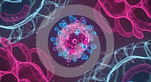 Microscopic Virus Cell Structure Abstract 3D Rendering
